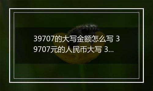 39707的大写金额怎么写 39707元的人民币大写 39707元的数字大写