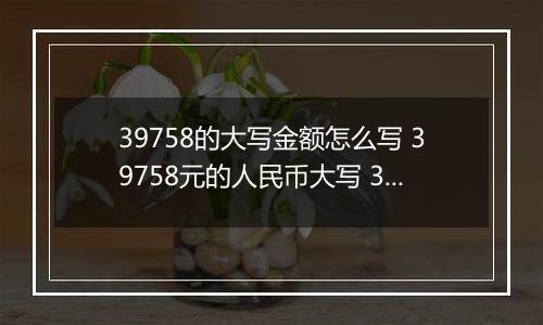 39758的大写金额怎么写 39758元的人民币大写 39758元的数字大写