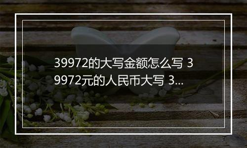 39972的大写金额怎么写 39972元的人民币大写 39972元的数字大写