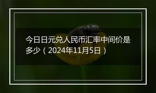 今日日元兑人民币汇率中间价是多少（2024年11月5日）