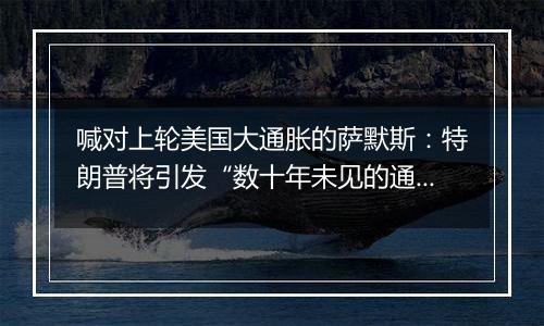 喊对上轮美国大通胀的萨默斯：特朗普将引发“数十年未见的通胀危机”