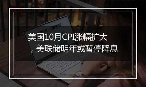 美国10月CPI涨幅扩大，美联储明年或暂停降息