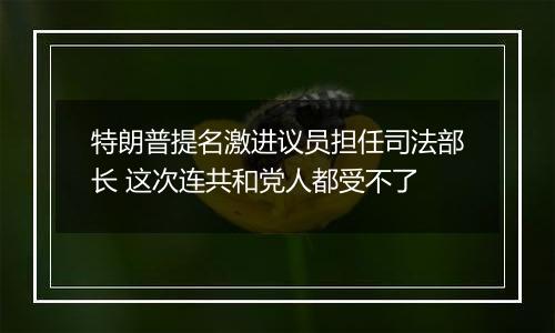 特朗普提名激进议员担任司法部长 这次连共和党人都受不了