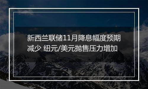 新西兰联储11月降息幅度预期减少 纽元/美元抛售压力增加