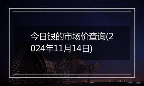 今日银的市场价查询(2024年11月14日)