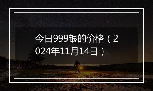 今日999银的价格（2024年11月14日）