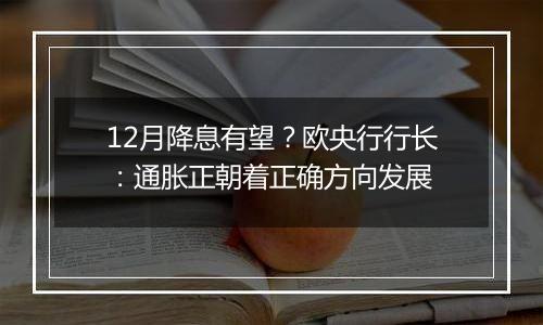 12月降息有望？欧央行行长：通胀正朝着正确方向发展