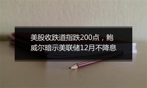 美股收跌道指跌200点，鲍威尔暗示美联储12月不降息