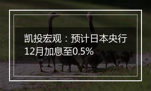 凯投宏观：预计日本央行12月加息至0.5%