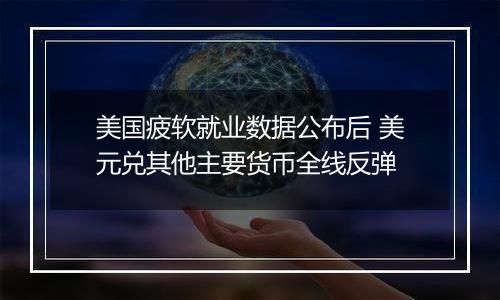 美国疲软就业数据公布后 美元兑其他主要货币全线反弹