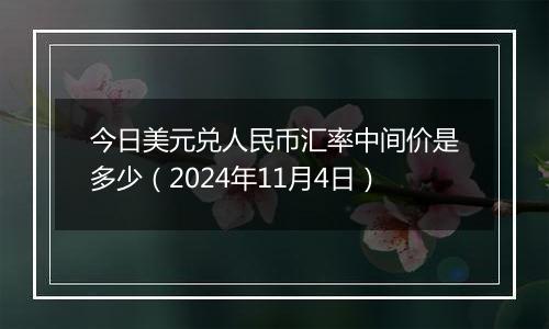 今日美元兑人民币汇率中间价是多少（2024年11月4日）