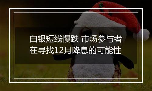 白银短线慢跌 市场参与者在寻找12月降息的可能性