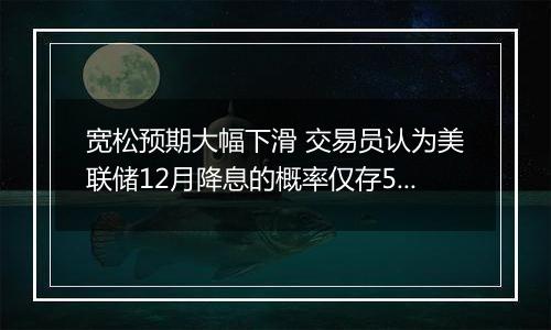 宽松预期大幅下滑 交易员认为美联储12月降息的概率仅存50%