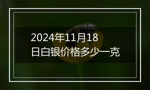 2024年11月18日白银价格多少一克