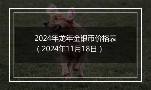 2024年龙年金银币价格表（2024年11月18日）