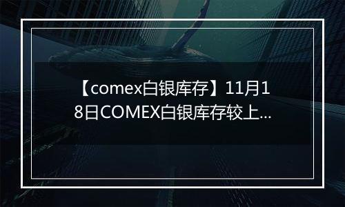 【comex白银库存】11月18日COMEX白银库存较上一日减持39.9吨