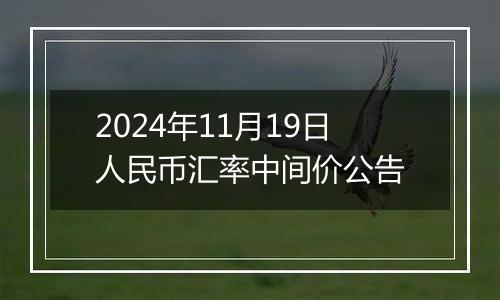 2024年11月19日人民币汇率中间价公告