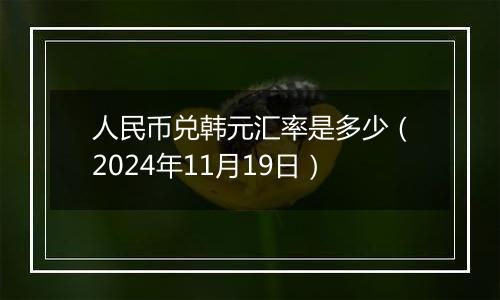 人民币兑韩元汇率是多少（2024年11月19日）