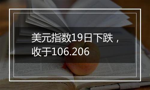 美元指数19日下跌，收于106.206