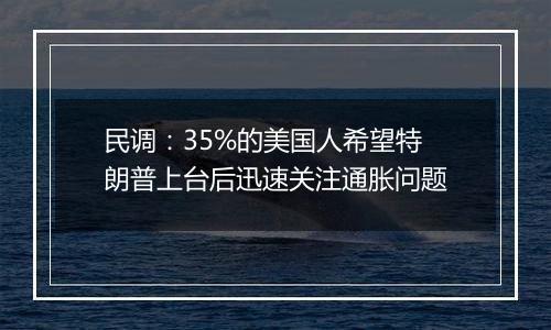 民调：35%的美国人希望特朗普上台后迅速关注通胀问题