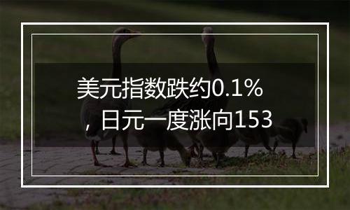 美元指数跌约0.1%，日元一度涨向153