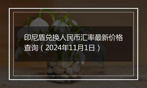 印尼盾兑换人民币汇率最新价格查询（2024年11月1日）