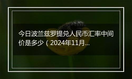 今日波兰兹罗提兑人民币汇率中间价是多少（2024年11月20日）