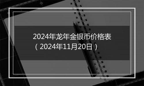 2024年龙年金银币价格表（2024年11月20日）