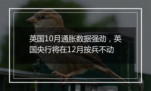 英国10月通胀数据强劲，英国央行将在12月按兵不动