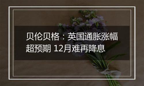 贝伦贝格：英国通胀涨幅超预期 12月难再降息