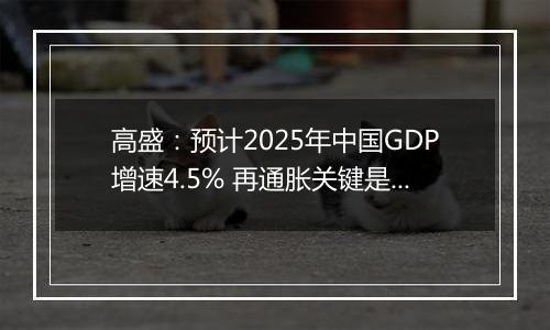 高盛：预计2025年中国GDP增速4.5% 再通胀关键是强劲财政政策