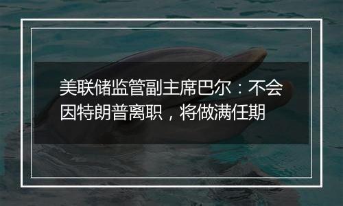 美联储监管副主席巴尔：不会因特朗普离职，将做满任期