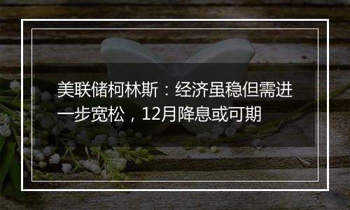 美联储柯林斯：经济虽稳但需进一步宽松，12月降息或可期