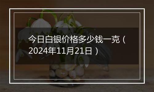 今日白银价格多少钱一克（2024年11月21日）