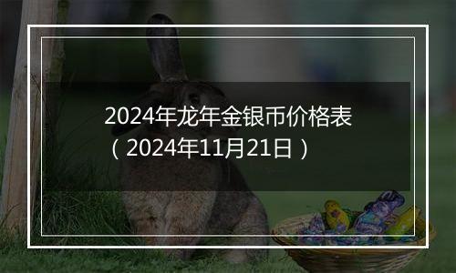 2024年龙年金银币价格表（2024年11月21日）