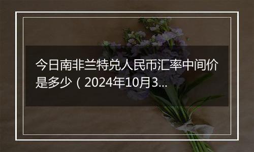 今日南非兰特兑人民币汇率中间价是多少（2024年10月31日）