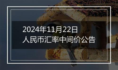 2024年11月22日人民币汇率中间价公告