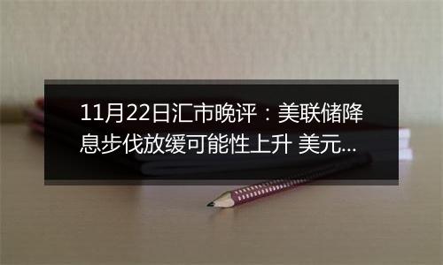 11月22日汇市晚评：美联储降息步伐放缓可能性上升 美元升值致澳元下跌