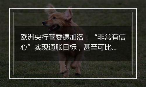 欧洲央行管委德加洛：“非常有信心”实现通胀目标，甚至可比预期更早