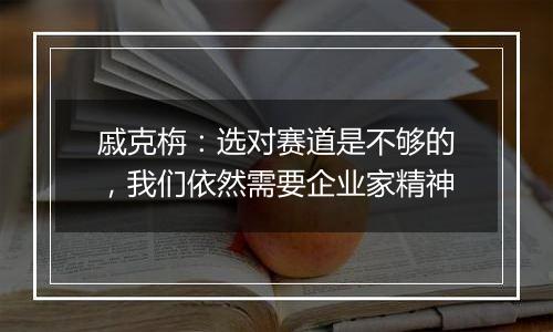 戚克栴：选对赛道是不够的，我们依然需要企业家精神