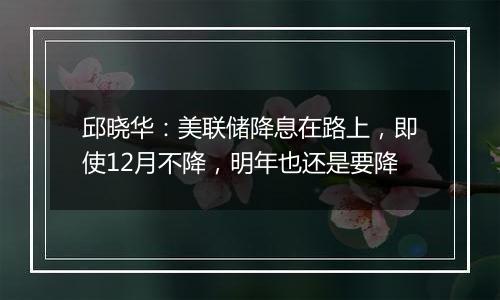 邱晓华：美联储降息在路上，即使12月不降，明年也还是要降