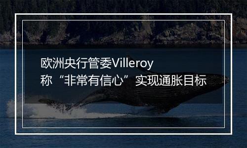 欧洲央行管委Villeroy称“非常有信心”实现通胀目标