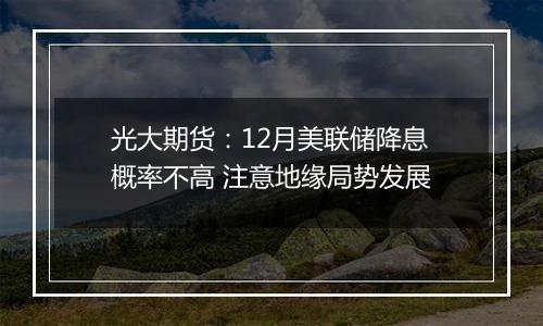 光大期货：12月美联储降息概率不高 注意地缘局势发展