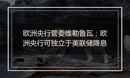 欧洲央行管委维勒鲁瓦：欧洲央行可独立于美联储降息