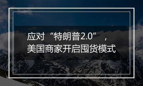 应对“特朗普2.0”，美国商家开启囤货模式