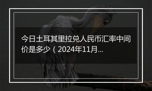 今日土耳其里拉兑人民币汇率中间价是多少（2024年11月25日）