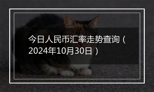 今日人民币汇率走势查询（2024年10月30日）