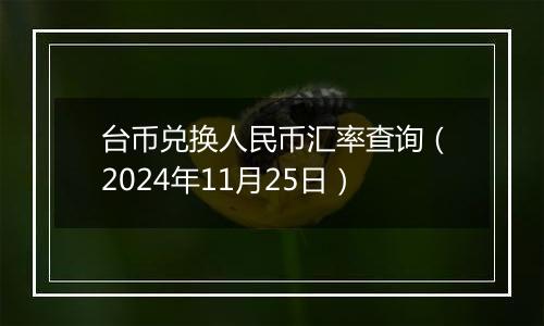 台币兑换人民币汇率查询（2024年11月25日）