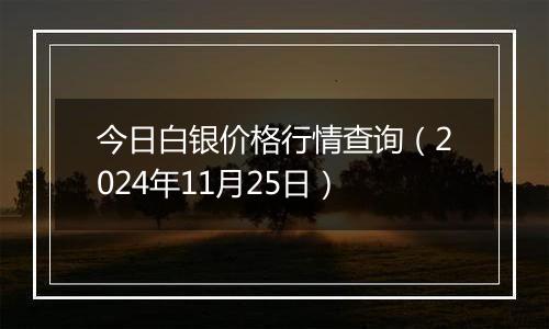 今日白银价格行情查询（2024年11月25日）