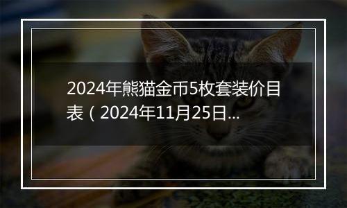 2024年熊猫金币5枚套装价目表（2024年11月25日）